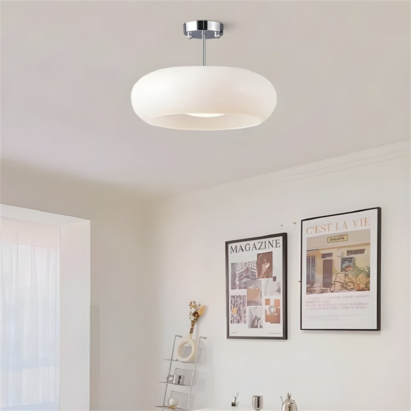 Glass Disc Ceiling Light – Vintage Brass Bauhaus Fixture for Hallway