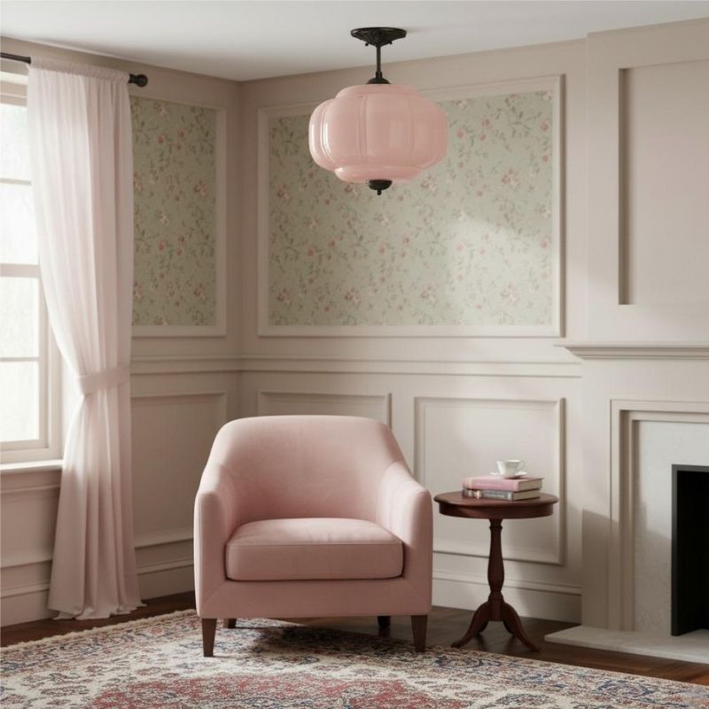 Eloise Vintage Pendant Light - Glass Semi-Flush Mount for Kitchen