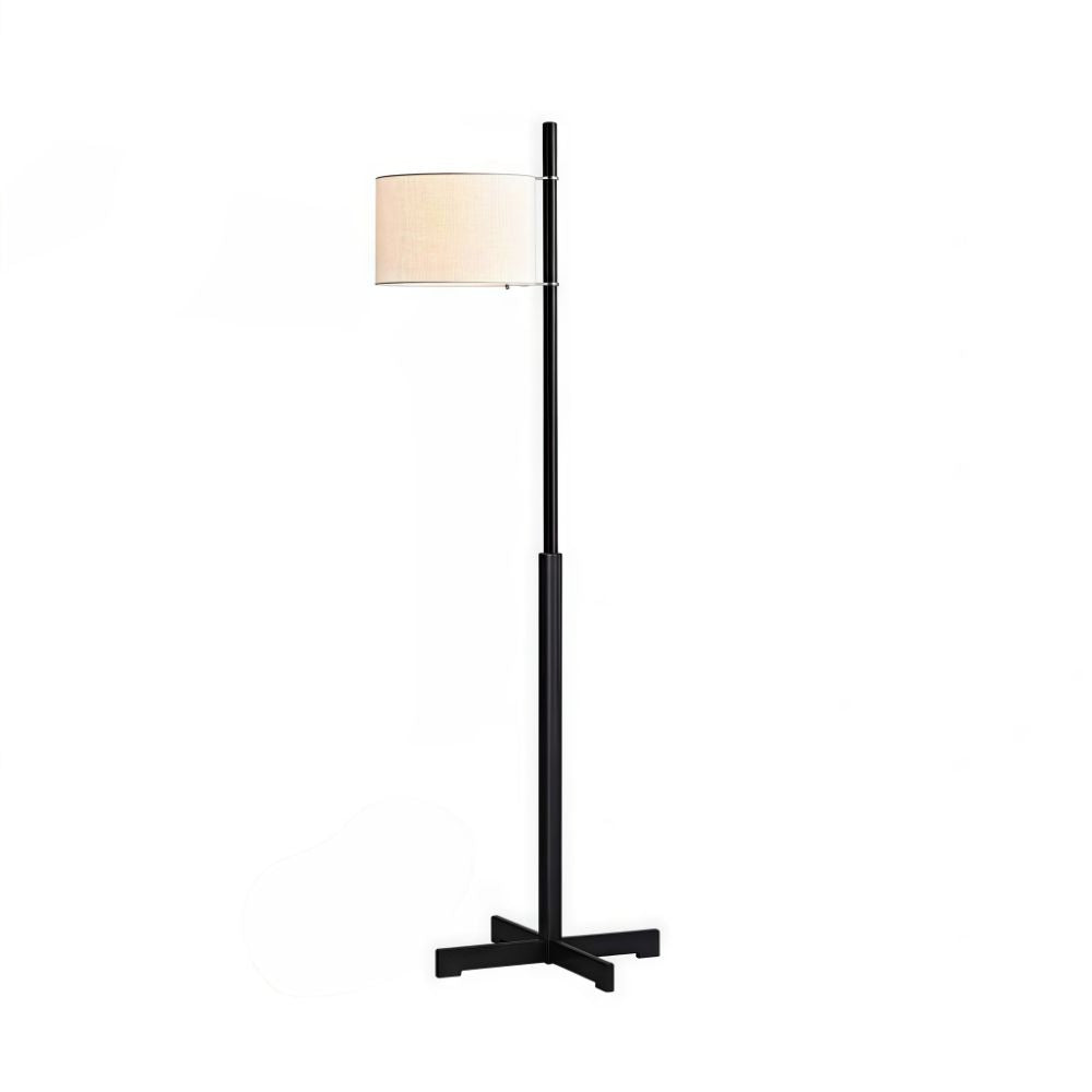 Natural Wood Floor Lamp - Fabric Shade Standing Light for Living Room