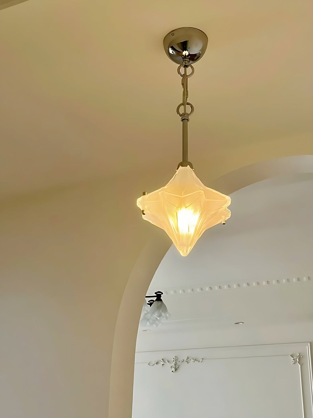 Art Deco Astris Elara Star Pendant Light-Frosted Glass Pendant with Geometric Style