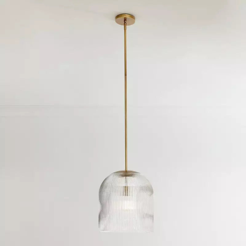 Farmhouse Cooper Ribbed Pendant Light - Antique Style Warm Faceted Radiance