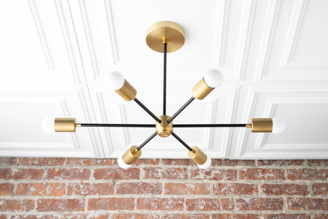 Mobilux Line Mid Century Modern Chandelier - 6 Heads Hanging Ceiling Light