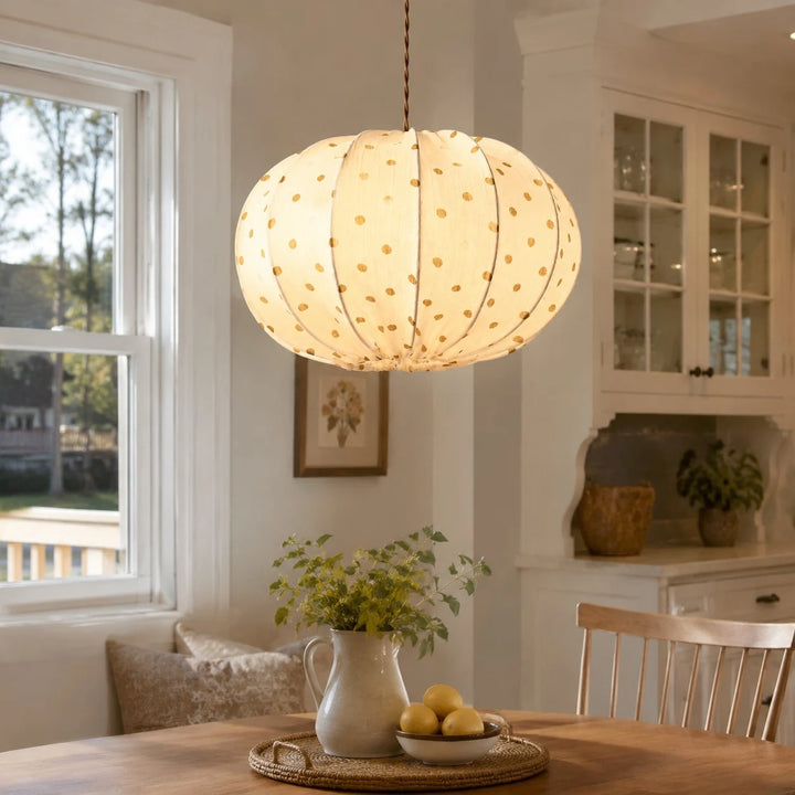 Vintage Polka Dot Fabric Pendant Lamp