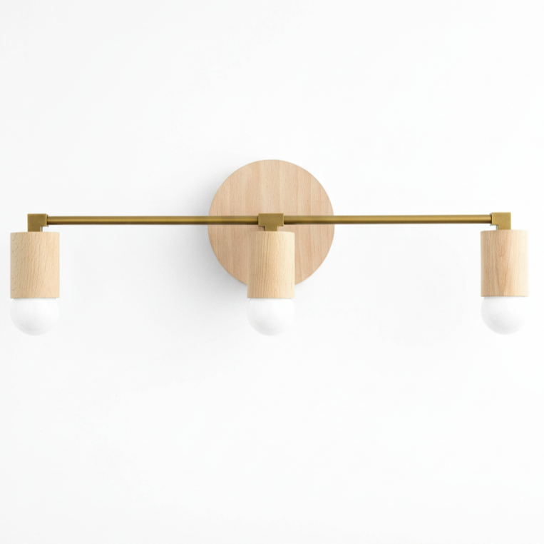 Mobilux Line Wood and Vanity Light - Bohemian Bathroom Lighting Fixture