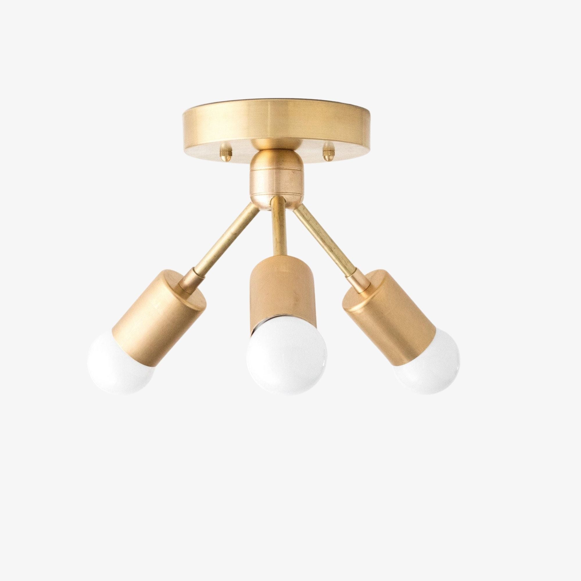 Mobilux Line Modern Brass Flush Mount - Minimalist Gold Ceiling Light for Bedroom
