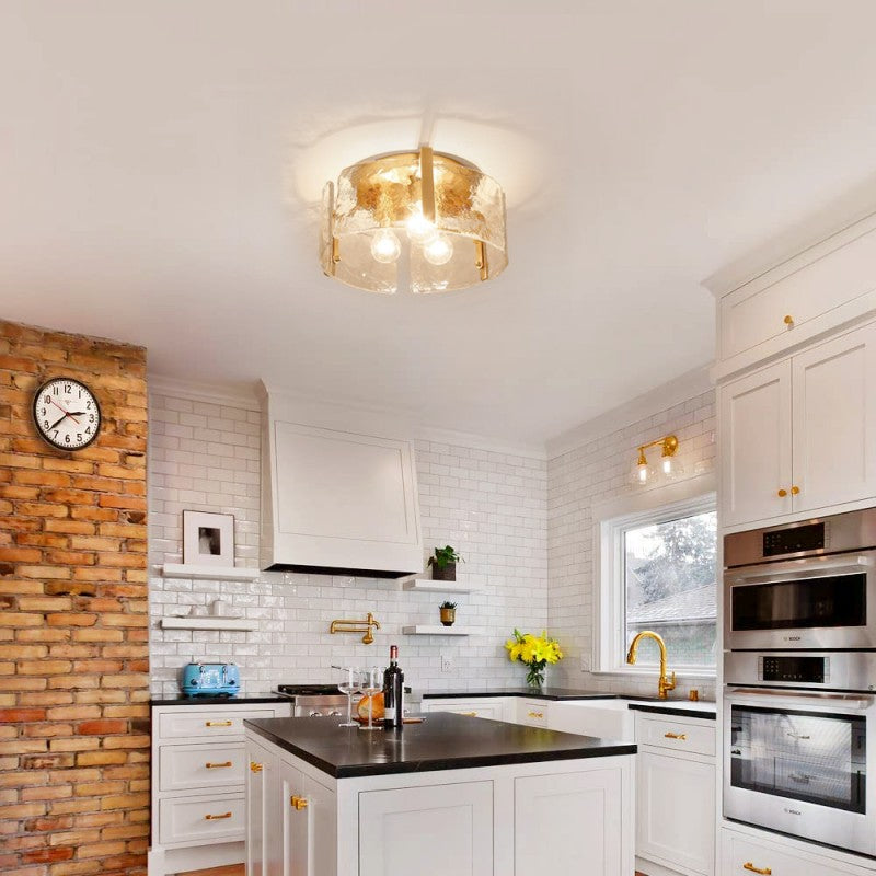 Vintage Farmhouse Glass Ceiling Light - Brass Hallway Ceiling Light