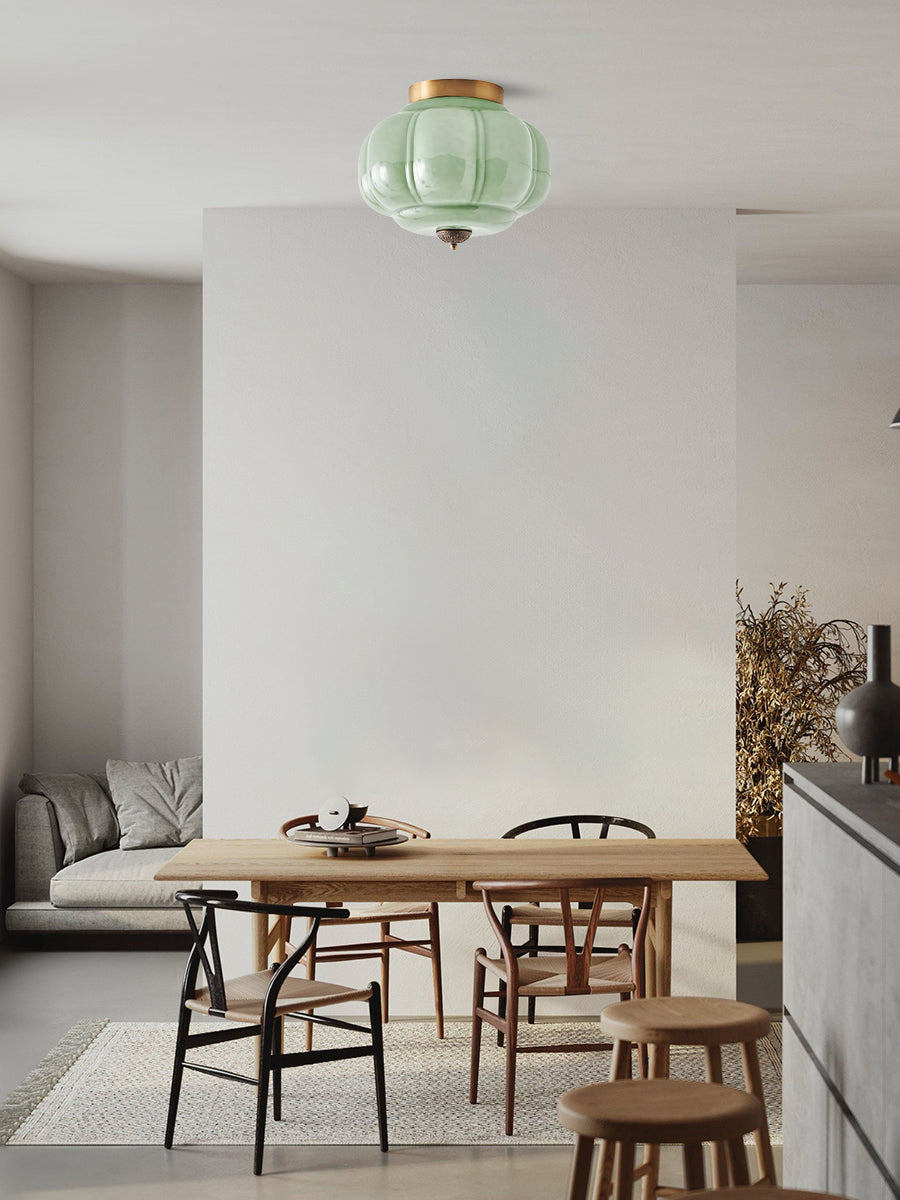 Plafonnier élégant en verre vert
