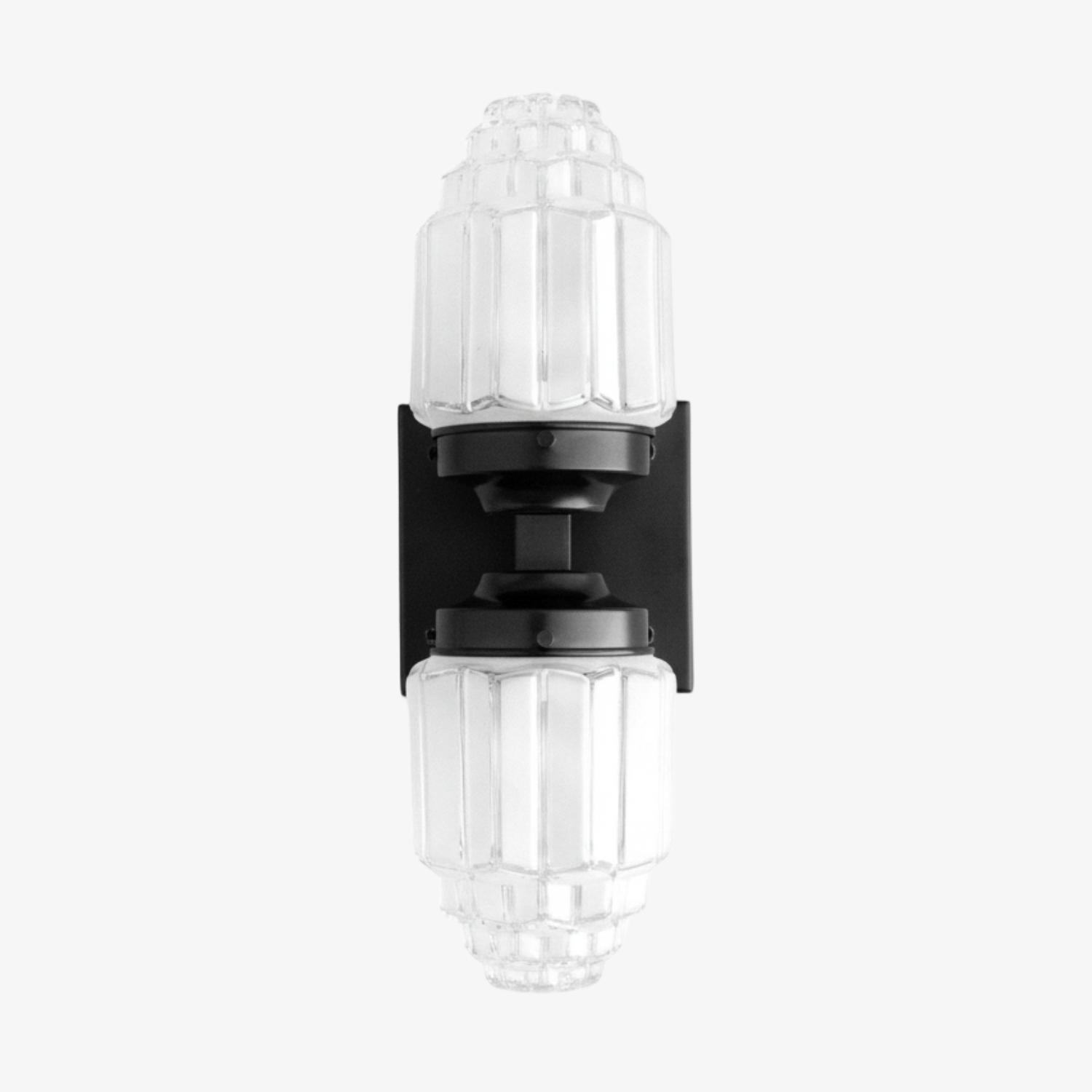 Tierlux Glass Art Deco Wall Sconce - Glass Frosted Globes with Skyscraper Globe