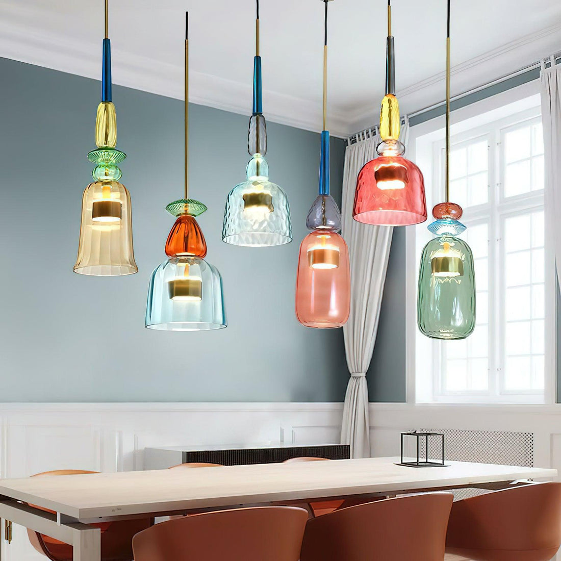 Iron Glass Chandelier Light - Colorful Candy Hand Blown Mixed Color