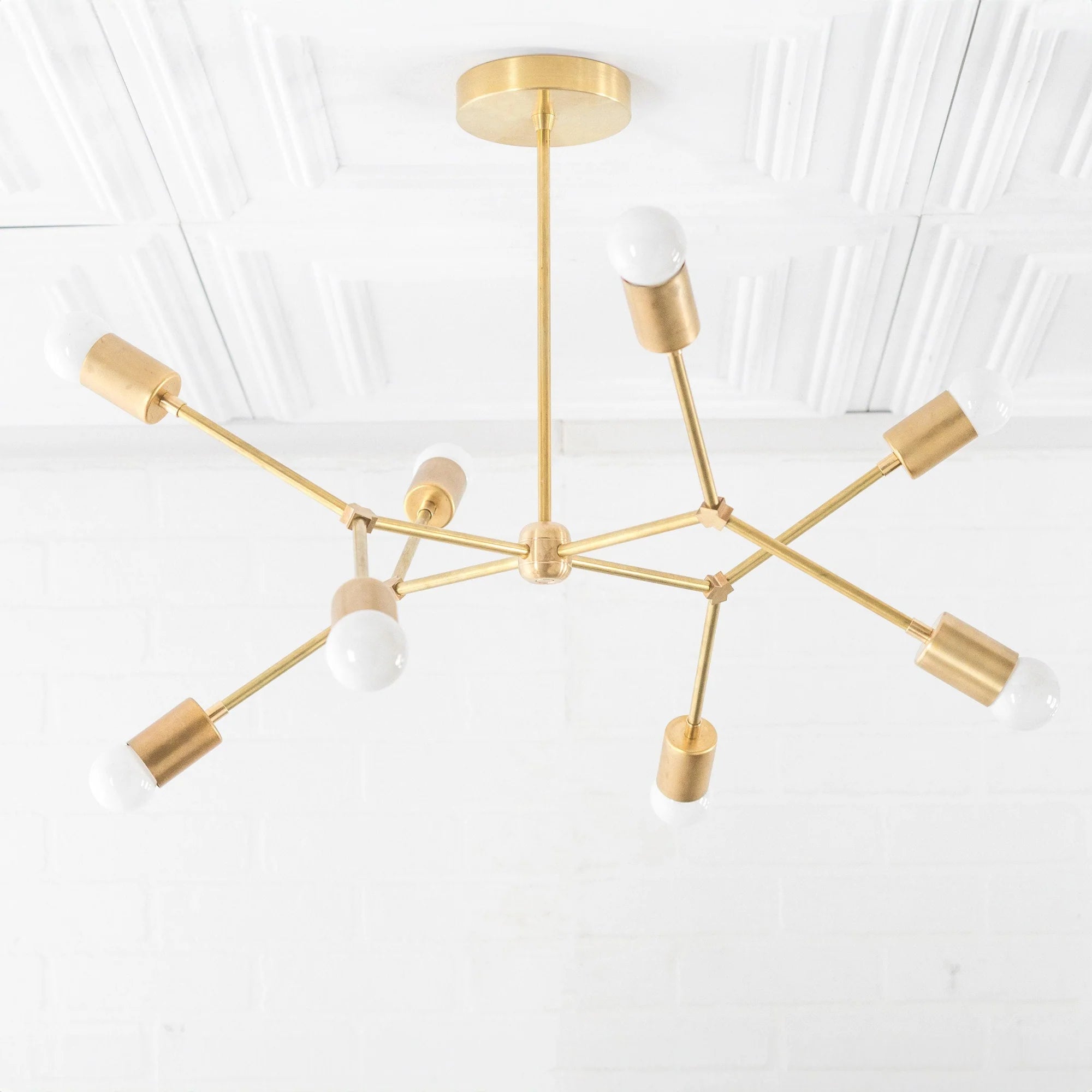 Mobilux Line Modern Geometric Chandelier - Brass Ceiling Light Fixture
