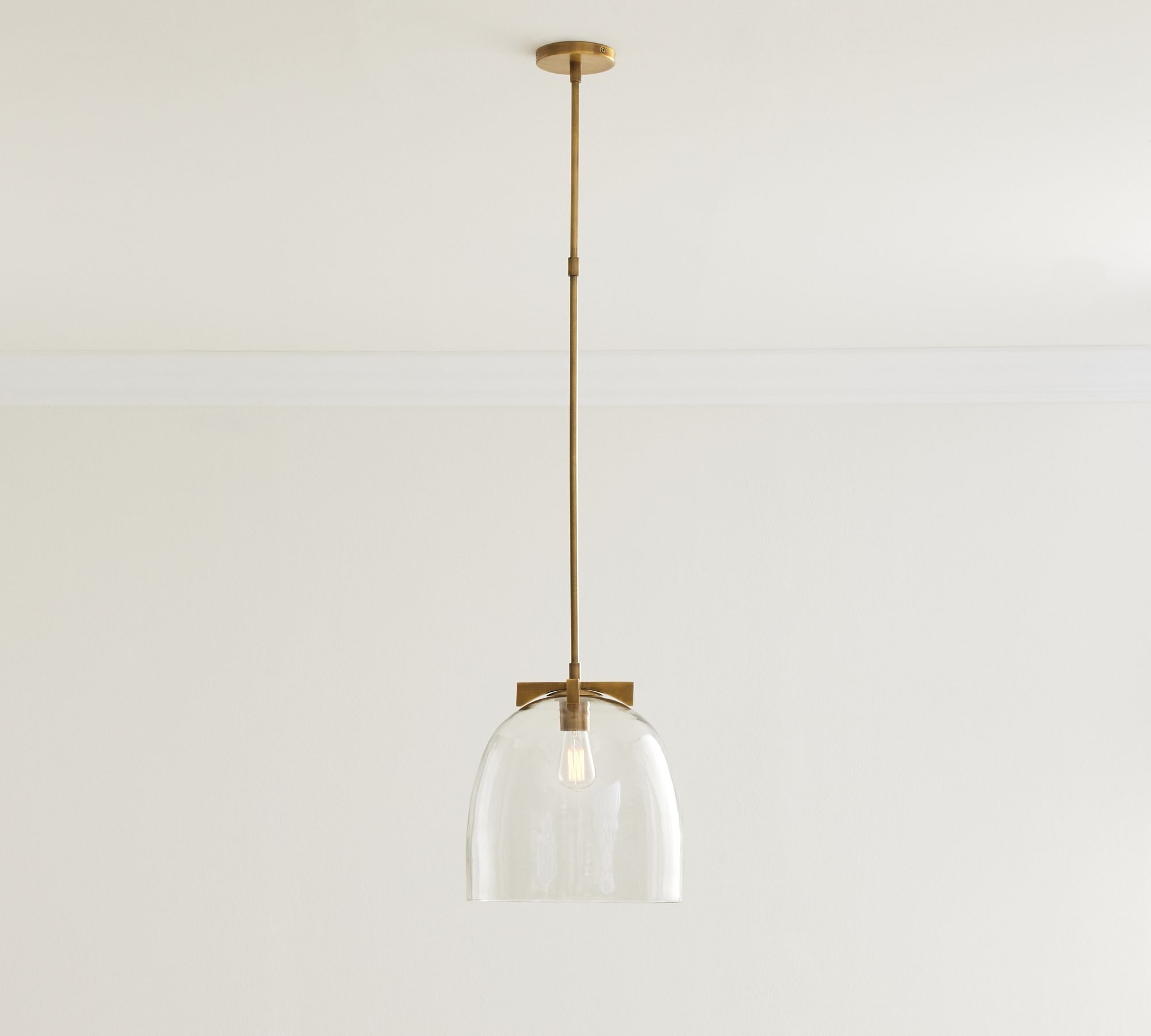 Auria Metal Brass Pendant Lighting - Vintage Finish with Glass Shade