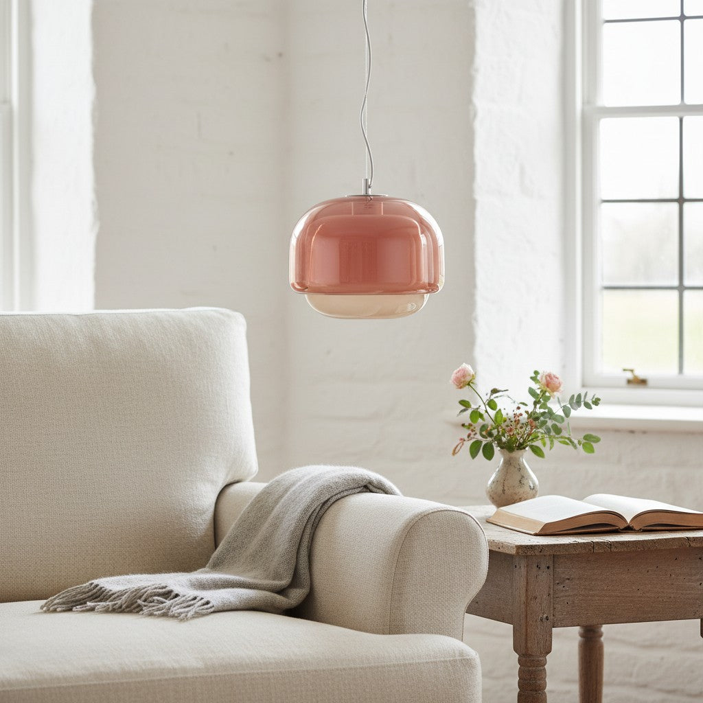 Clinco Modern Mushroom Pendant Light - Colored Glass Hanging Light