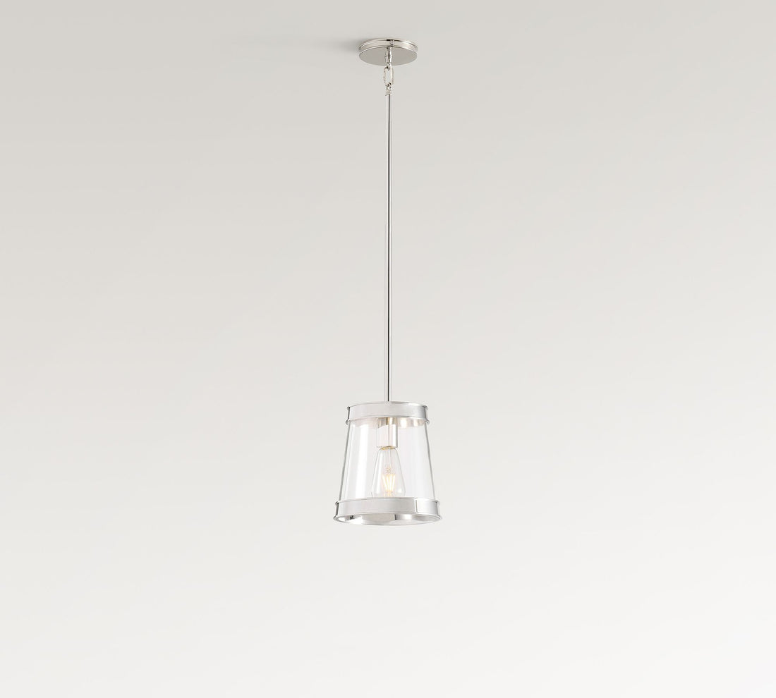 Suspension tambour en verre Driscoll – Lampe suspendue contemporaine en laiton