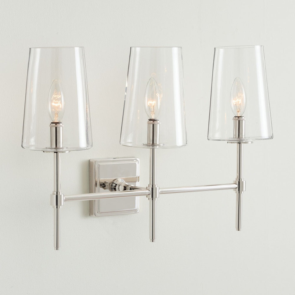 Derlina Multi-Head Candlestick Clear Glass Wall Lamp – Retro Metal Sconce