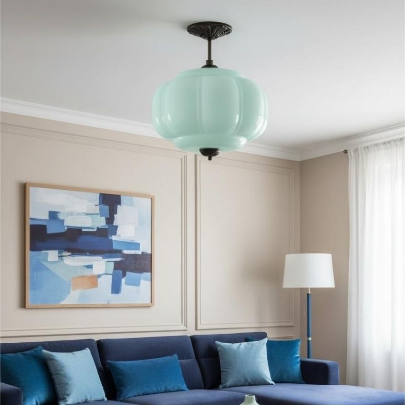 Eloise Vintage Pendant Light - Glass Semi-Flush Mount for Kitchen