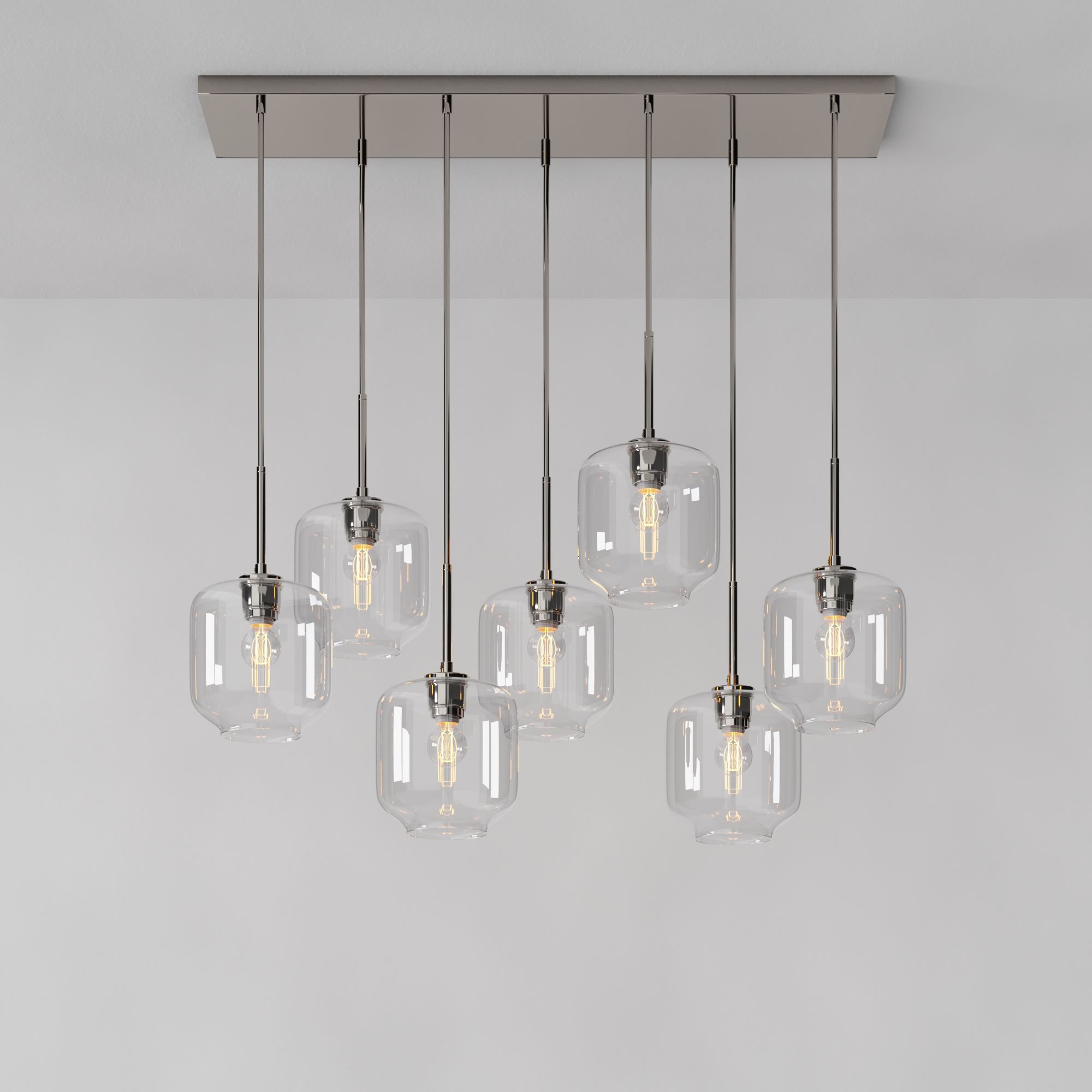 Lumivelle Sculptural 7-Light Chandelier – Adjustable Height Modern Glass Pendant