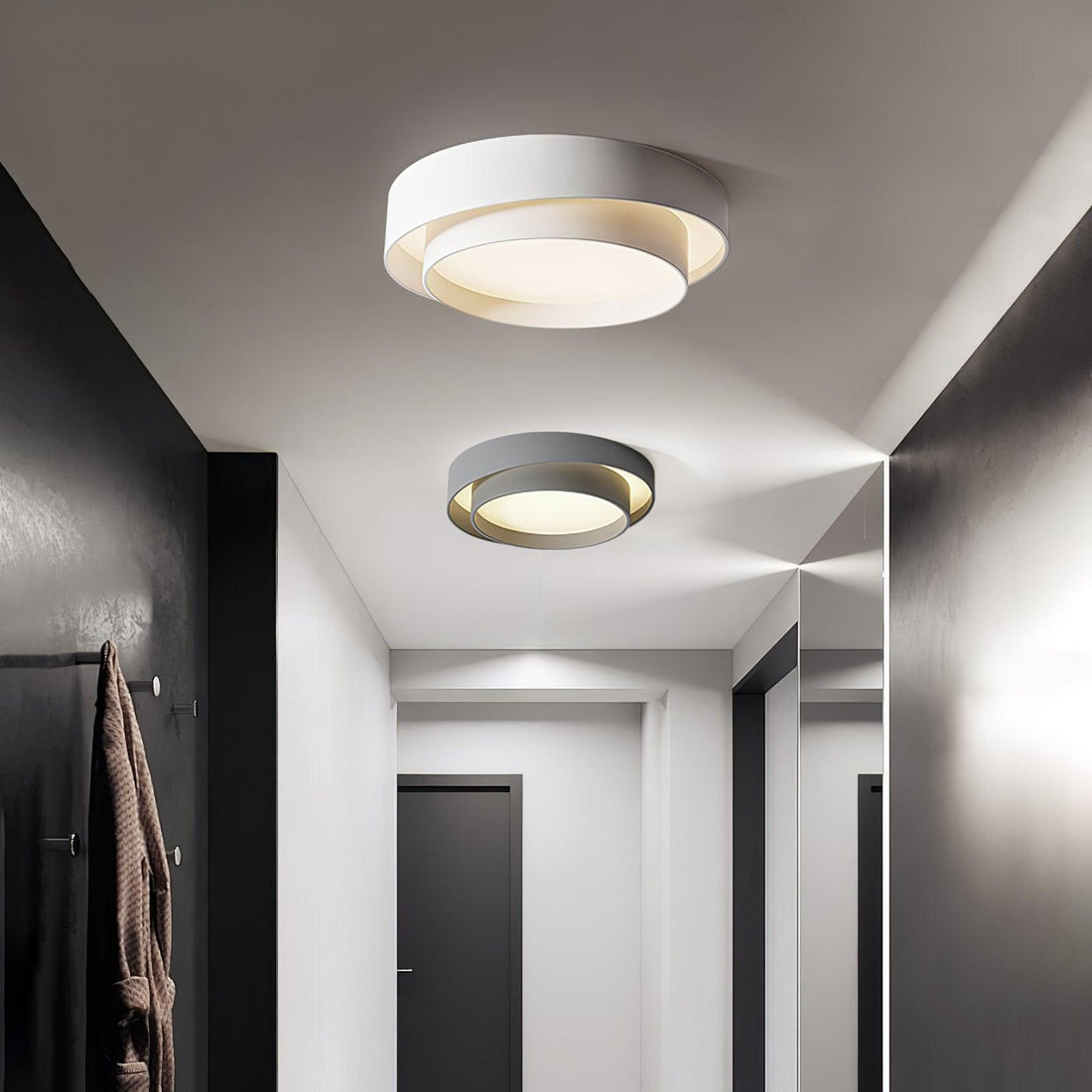 Plafonnier rond double couche – Design encastré en acrylique nordique