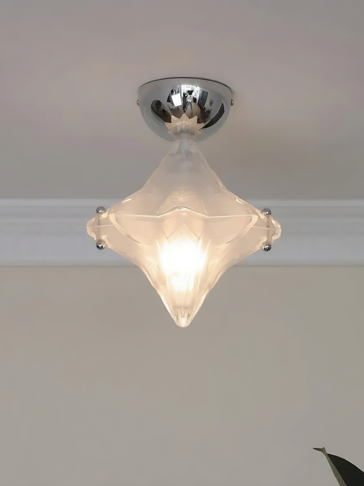Art Deco Star Ceiling Lamp -Frosted Glass Fixture for Hallway & Entryway -Astris Ceres