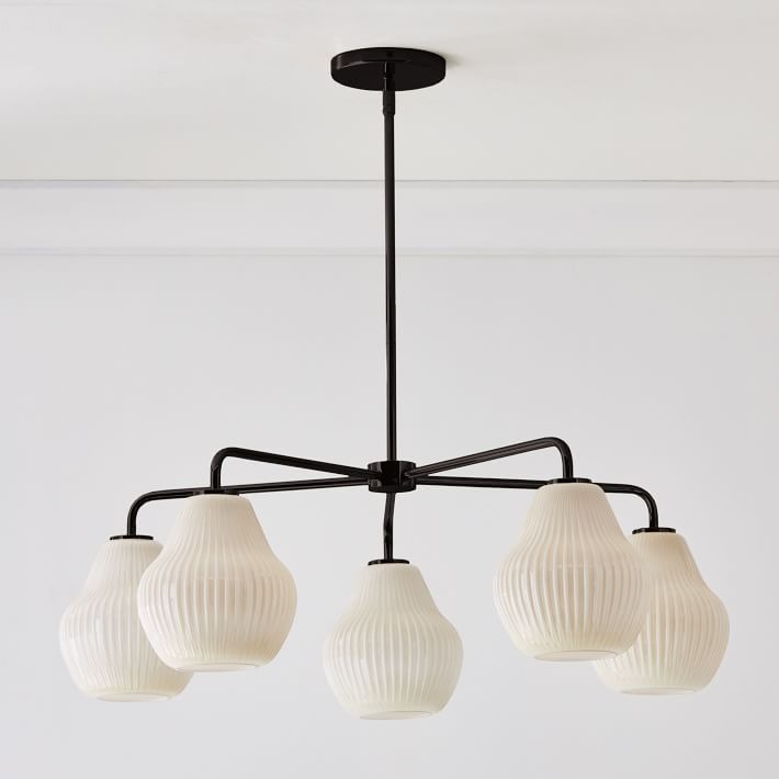 Lustre d'entrée Rivrona à 5 lumières – Éclairage moderne en verre strié