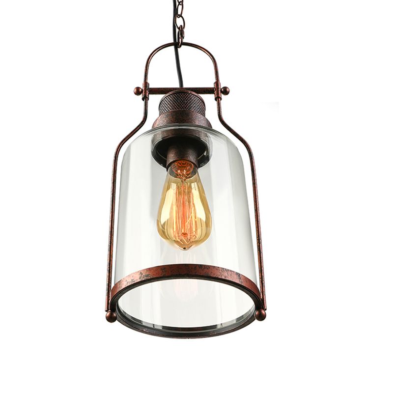 Industrial Black Smoked Glass Pendant Light