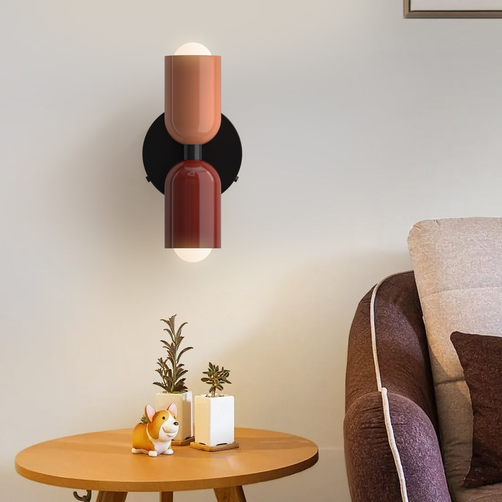 Applique murale à double tête de style morandique – Métal elliptique, multicolore