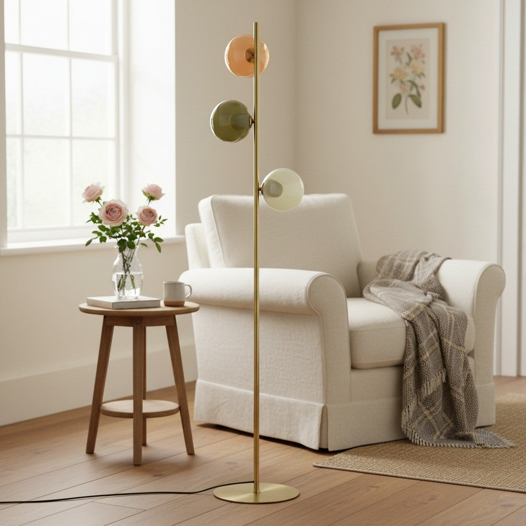 Opal Glass Floor Lamp - Modern Standing Light