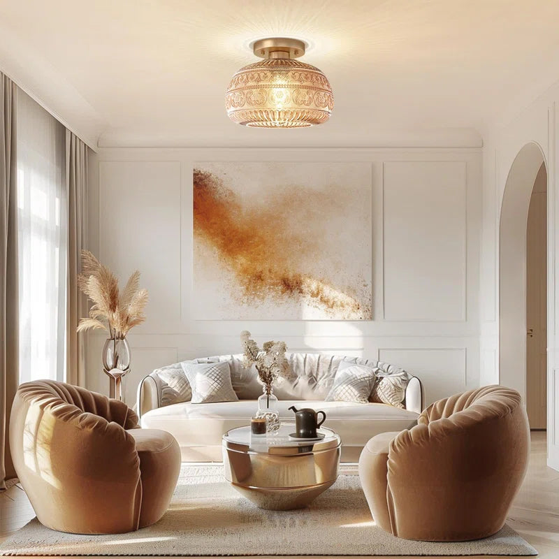 Vintage Clear Green Glass Ceiling Light