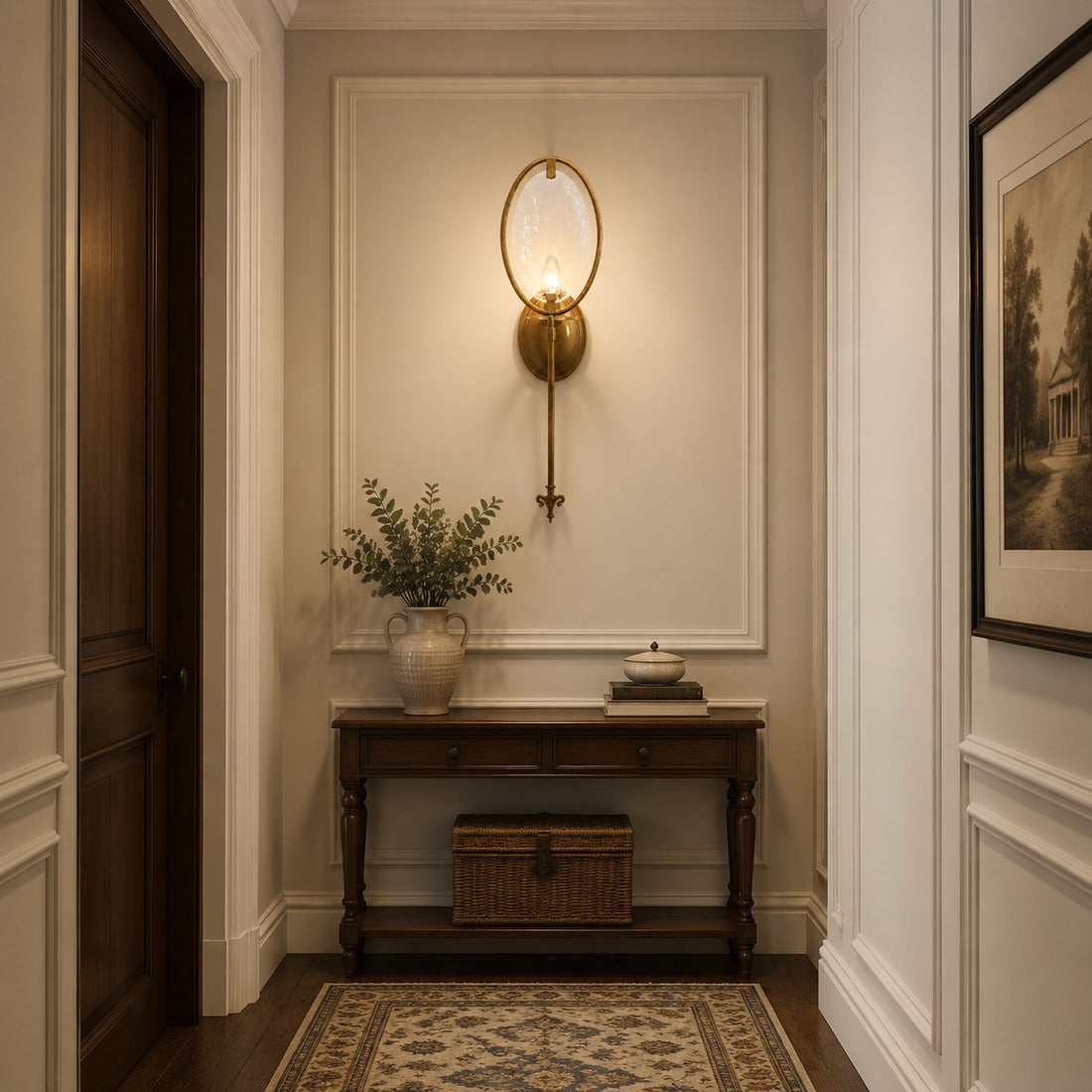 Oval Glass Wall Sconce With Pull Chain