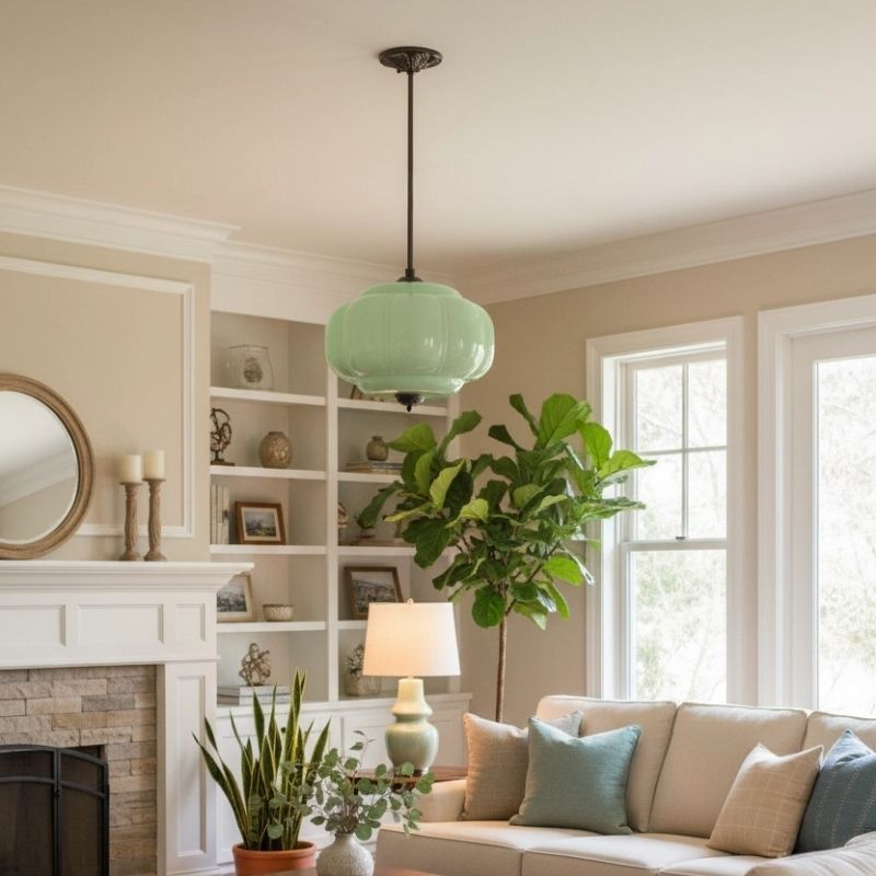 Eloise Vintage Pendant Light - Glass Semi-Flush Mount for Kitchen