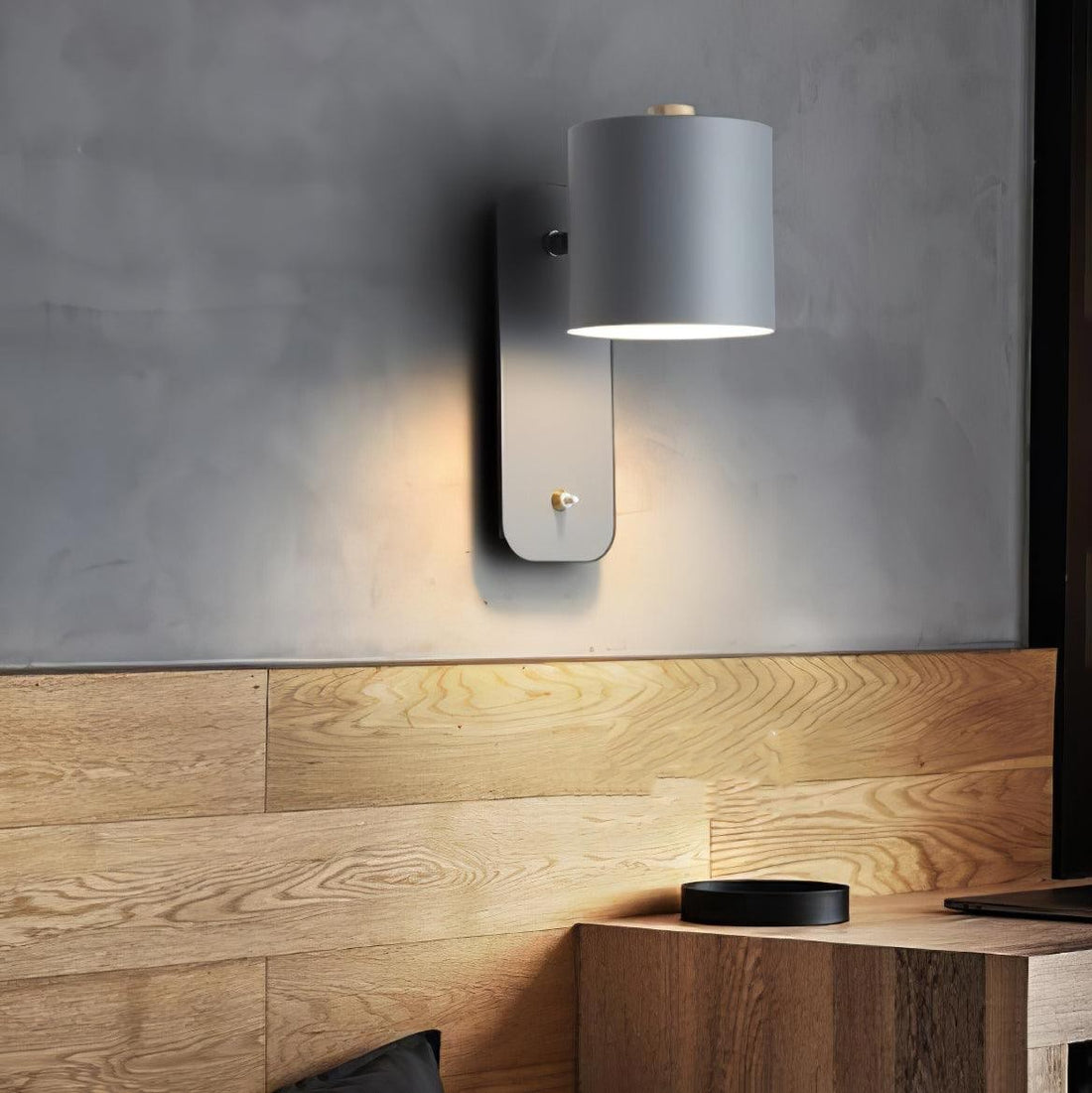 Applique murale cylindrique rotative — Éclairage d'intérieur minimaliste en métal
