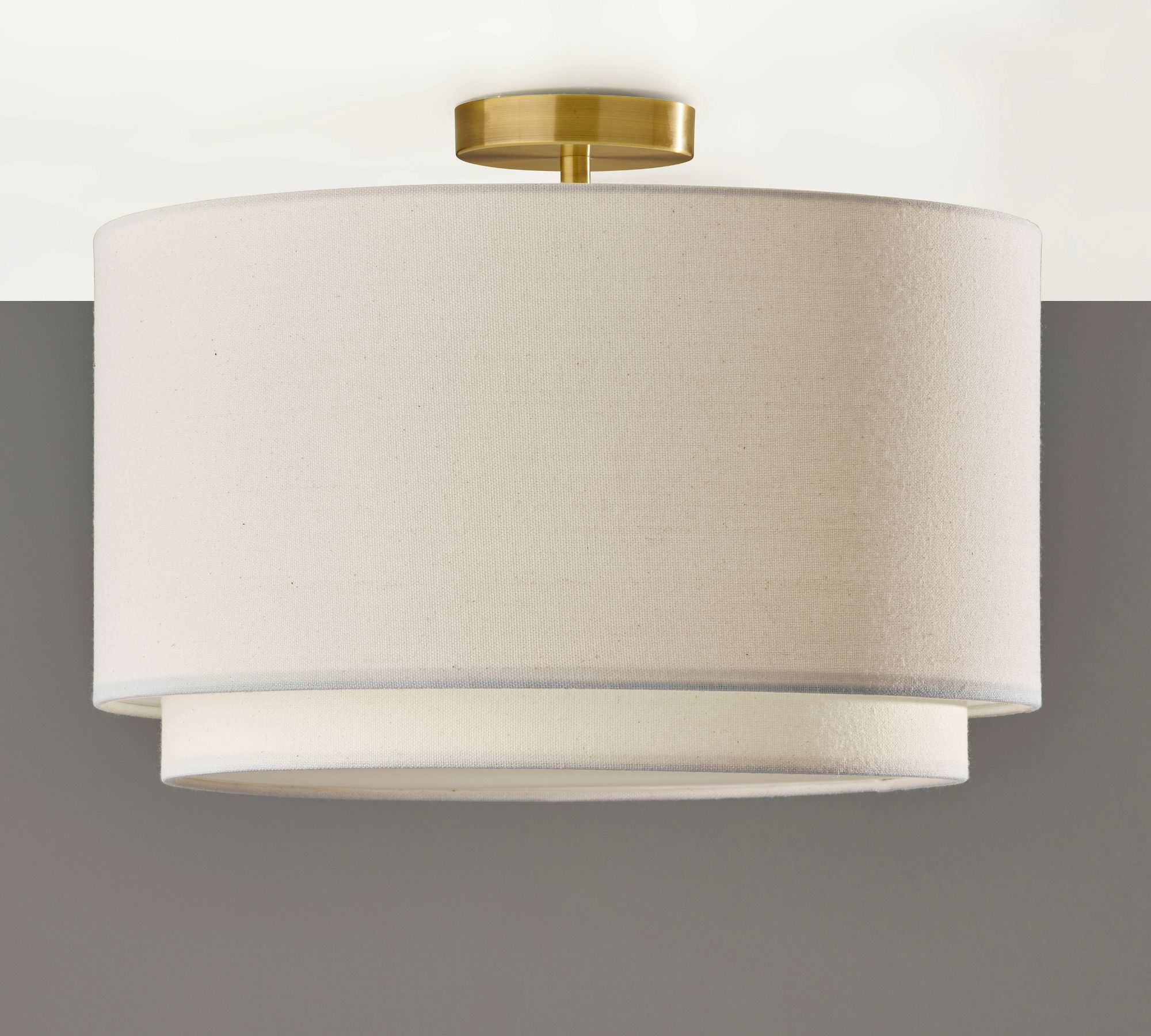 Dumora Double Layer Ceiling Lamp - Fabric Drum Shade for Living Room