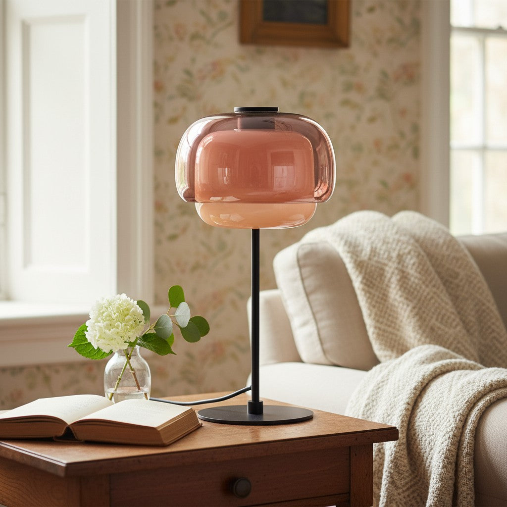 Clinco Modern Retro Glass Table Lamp - Mushroom Double Shade Design