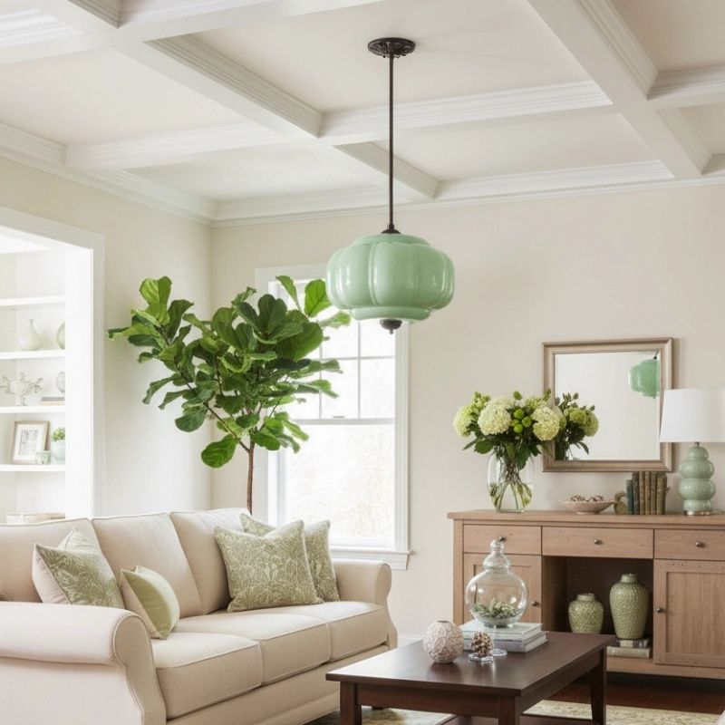 Eloise Vintage Pendant Light - Glass Semi-Flush Mount for Kitchen