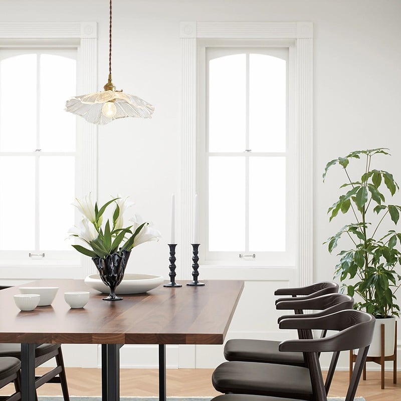 Retro Lotus Glass Pendant Light For bedroom