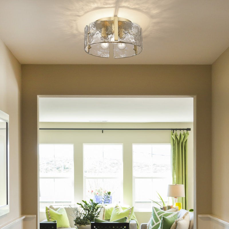 Plafonnier Verre Vintage de Ferme – Luminaire Couloir Plafond Laiton