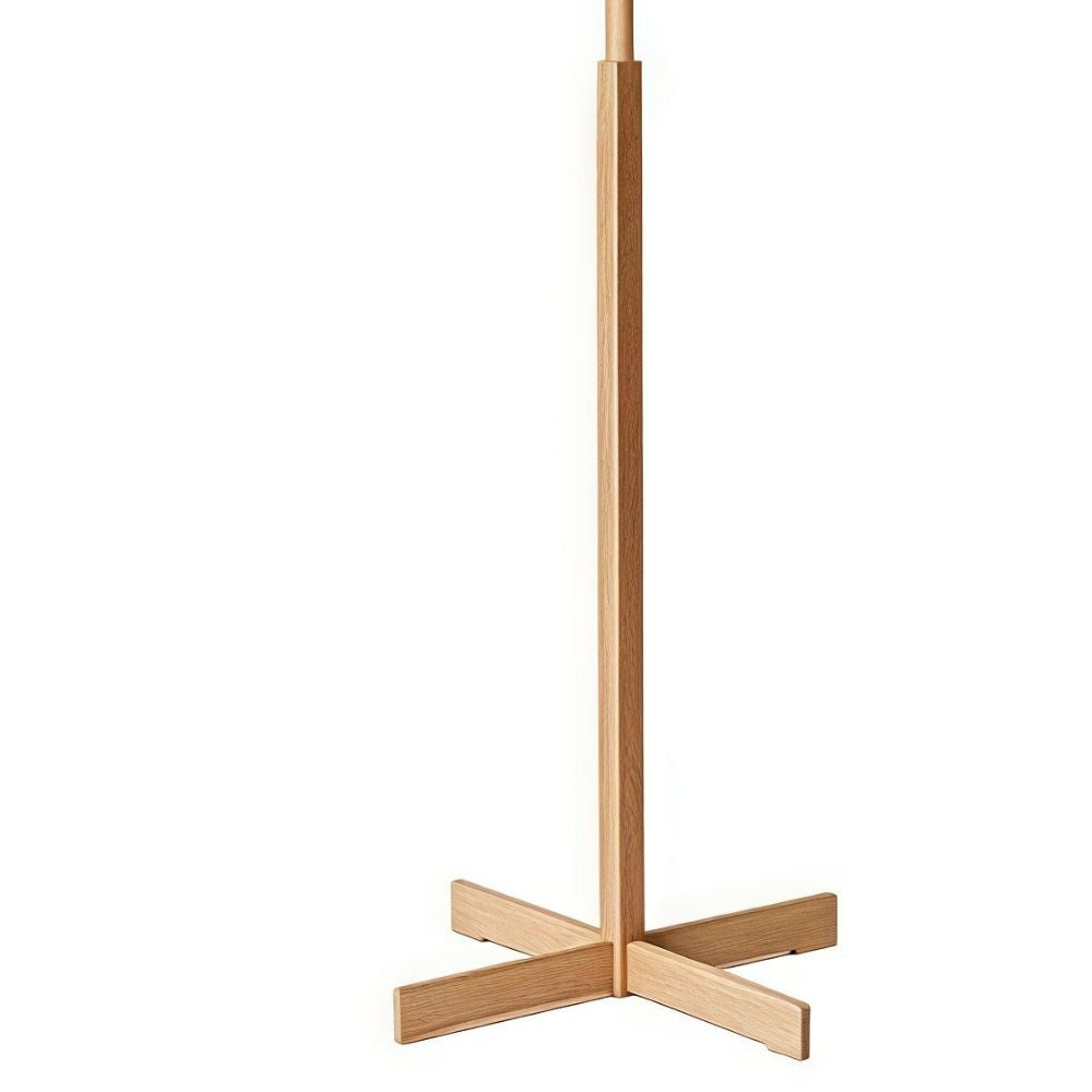 Natural Wood Floor Lamp - Fabric Shade Standing Light for Living Room