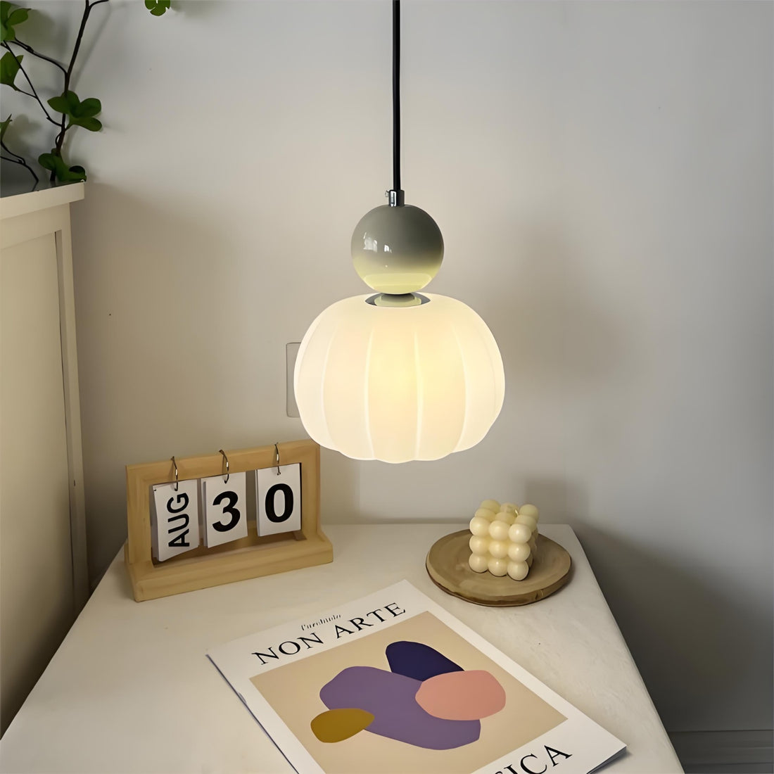 Suspension en forme de bonbon – Suspension Art déco moderne couleur crème