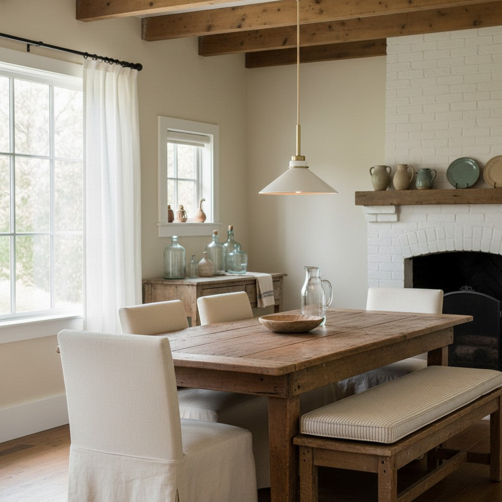 Aurenza Modern Farmhouse Pendant Light - Adjustable Shade for Warm Ambiance