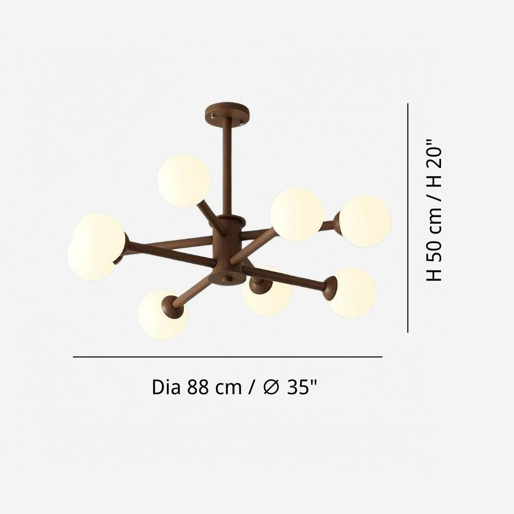 Flush Mount Sputnik Light - Natural Wood Ceiling Light for Stylish Interiors