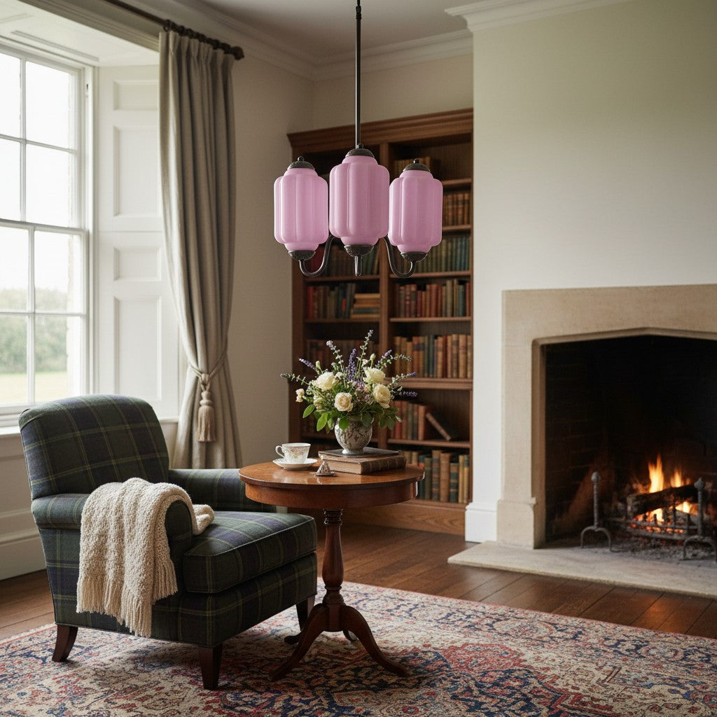 Eloise Vintage Glass Chandelier - Milk Glass Home Accent