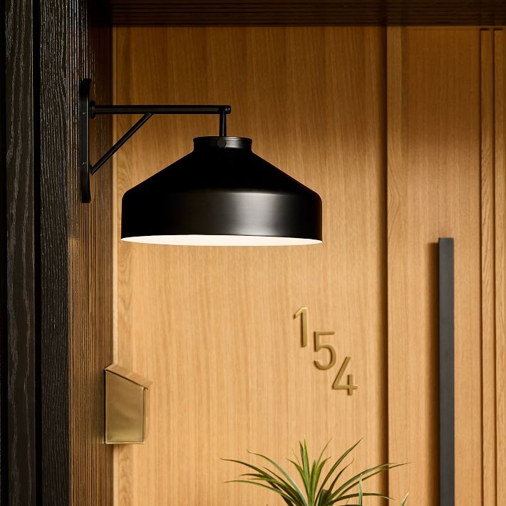 Applique murale d'extérieur minimaliste Hanton – Applique industrielle en métal mat pour espaces modernes