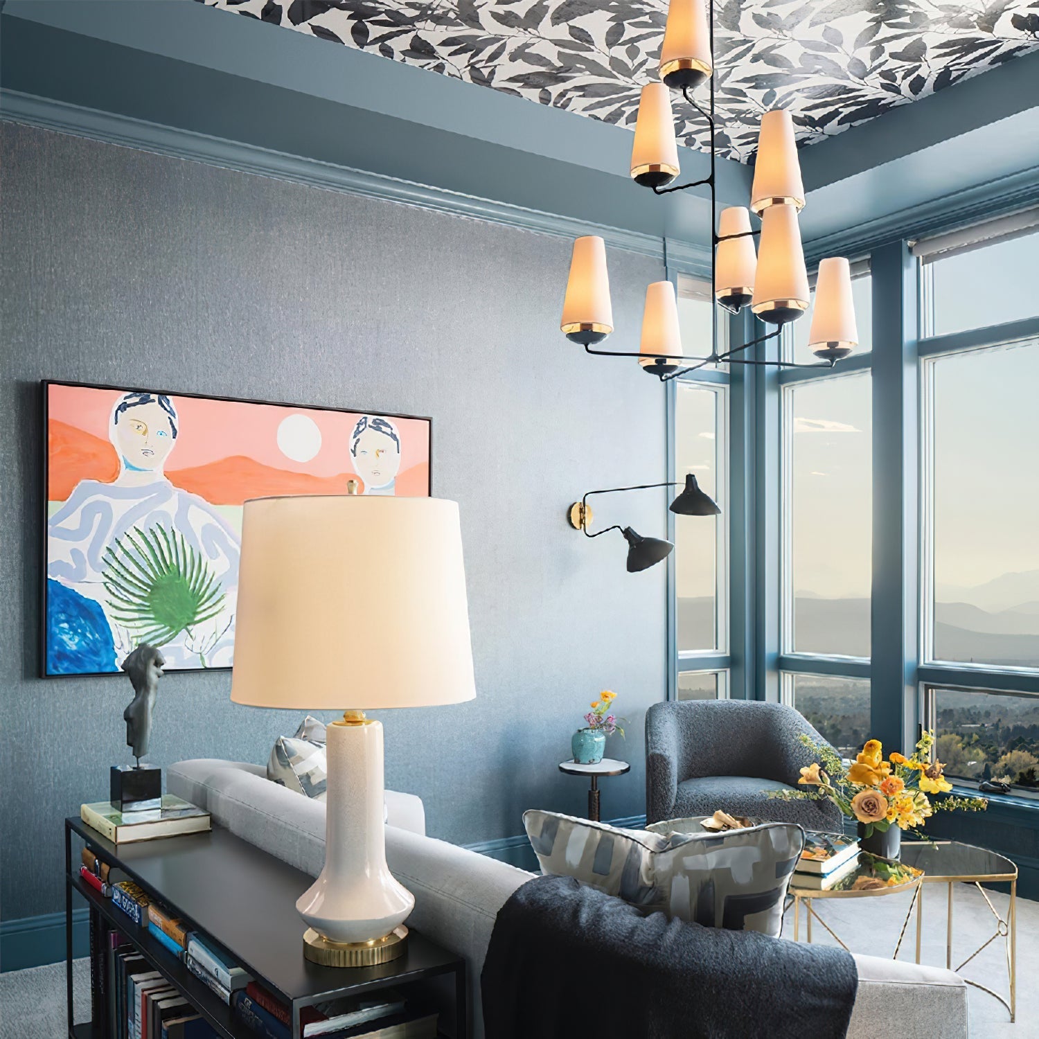 Contemporary Fontaine Vertical Chandelier - Modern Multi-Head Pendant Fixture