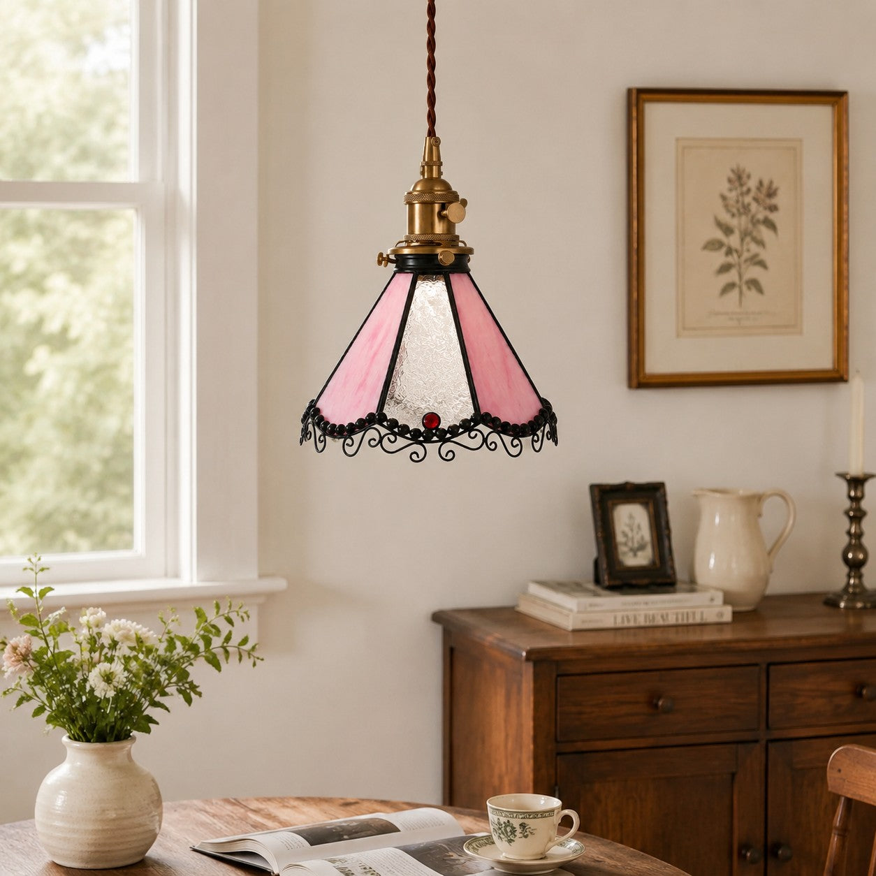 Multicolor Stained Glass Pendant Light