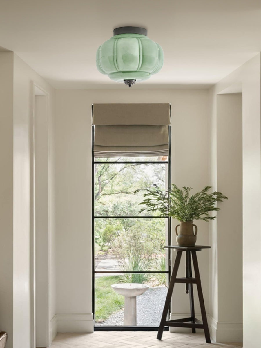 Plafonnier élégant en verre vert