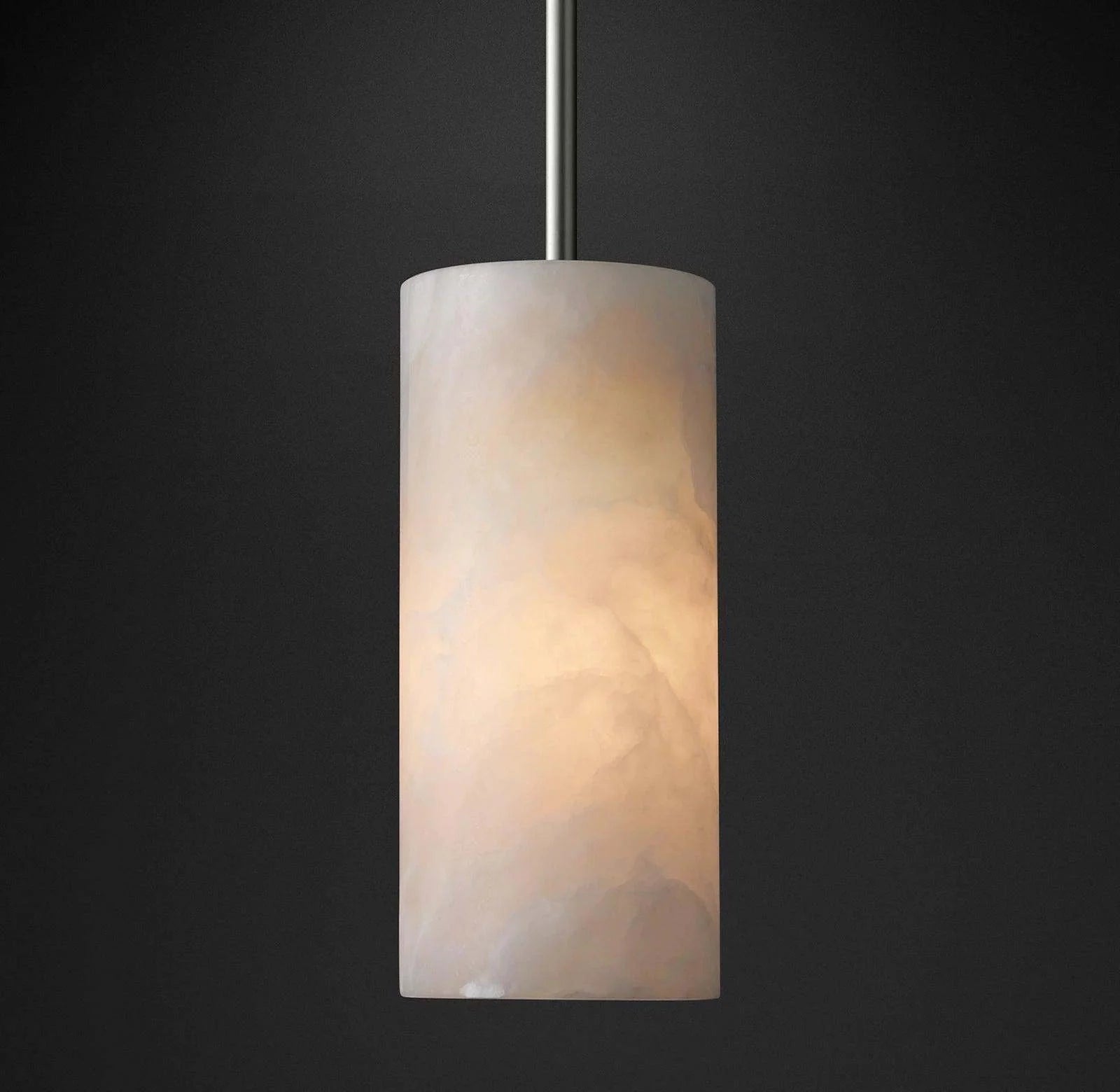 Hand Carved Alabaster Cylinder Pendant Light