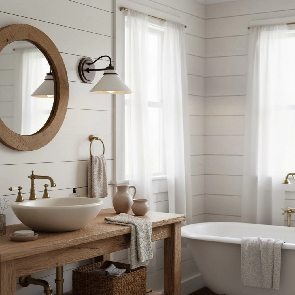 Aurenza Sconce – Farmhouse Wall Light with Metal Accents for Cozy Spaces