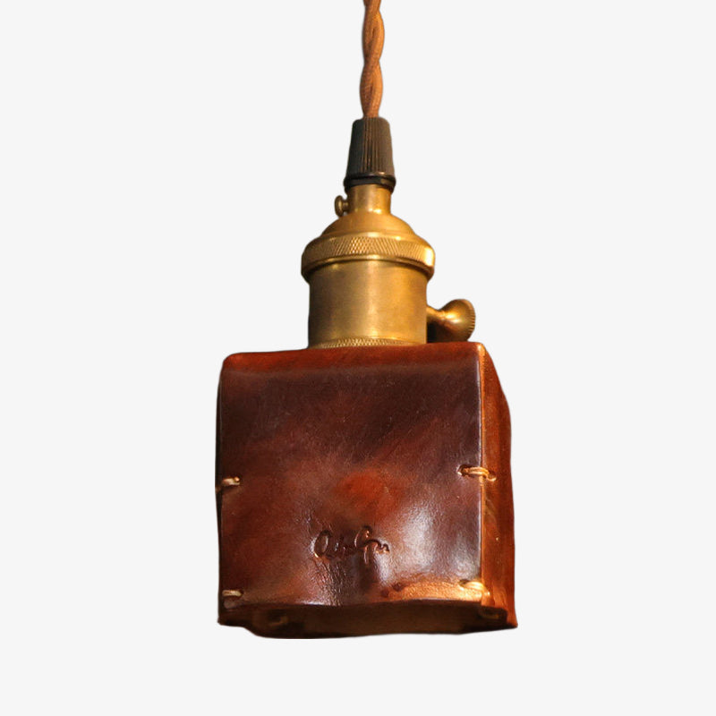 Hand-Shaped Leather Pendant Light