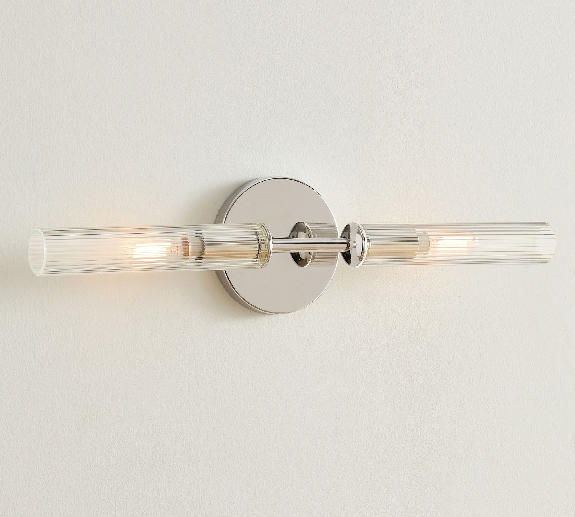 Bravira Ribbed Glass Wall Lamp - Tube Metal Light in Classic Finishes