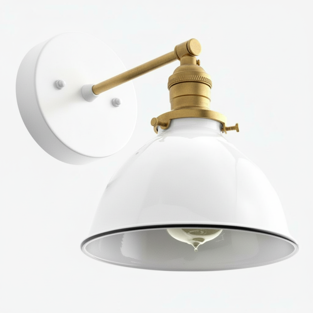 Conique Metal  Wall Sconce - White Metal Shade - Industrial Modern Lighting