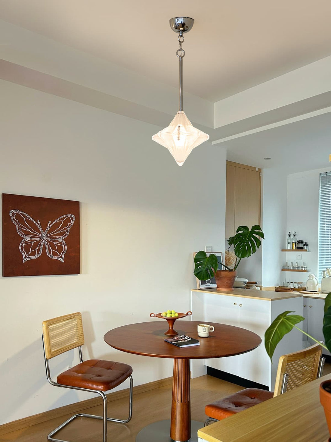 Art Deco Astris Elara Star Pendant Light-Frosted Glass Pendant with Geometric Style